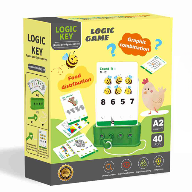 Logic Key Stage A2 logic game box — Food Distribution and Graphic Combination, green, 40 cards